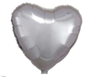 FÓLIOVÝ BALÓN SRDCE / STRIEBORNÝ / 43 CM